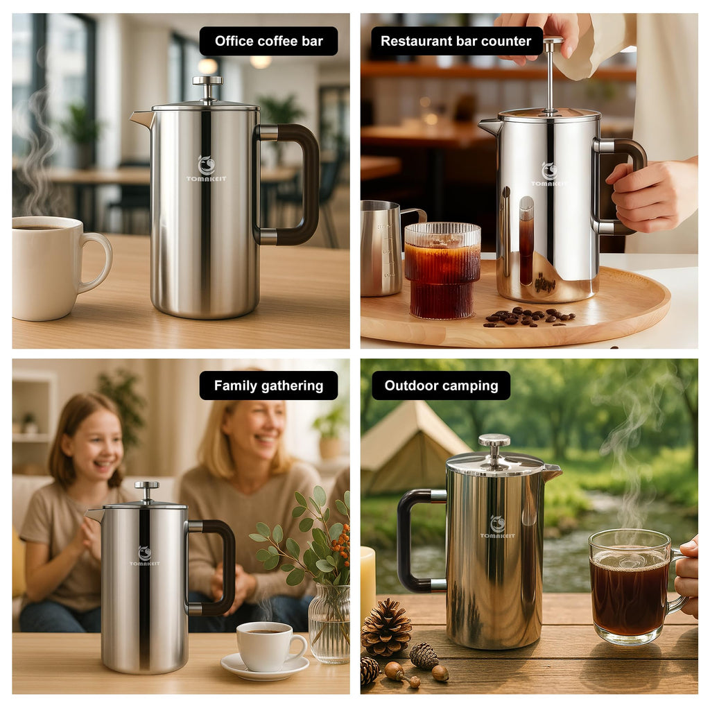 1L Stainless Steel French Press Coffee Maker G8698
