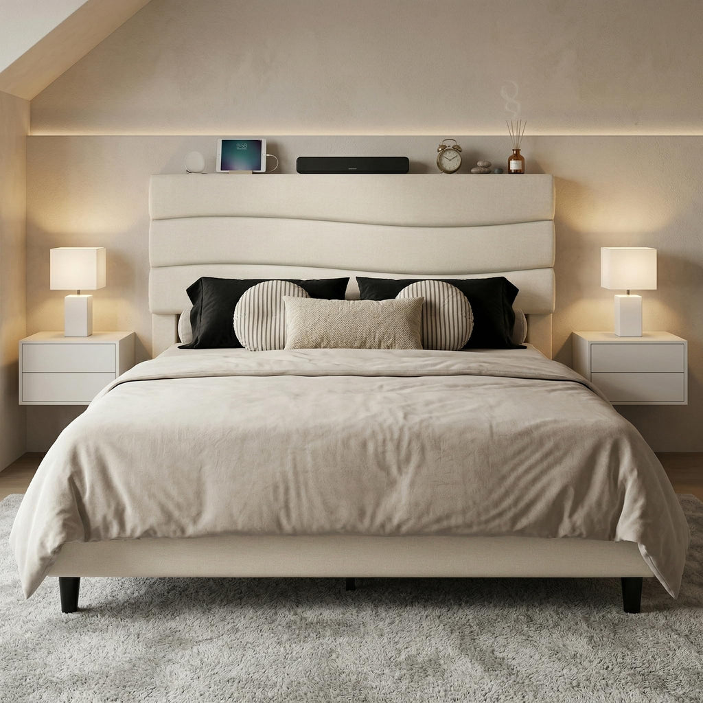 Queen Size Upholstered Headboard Bed Frame C698392