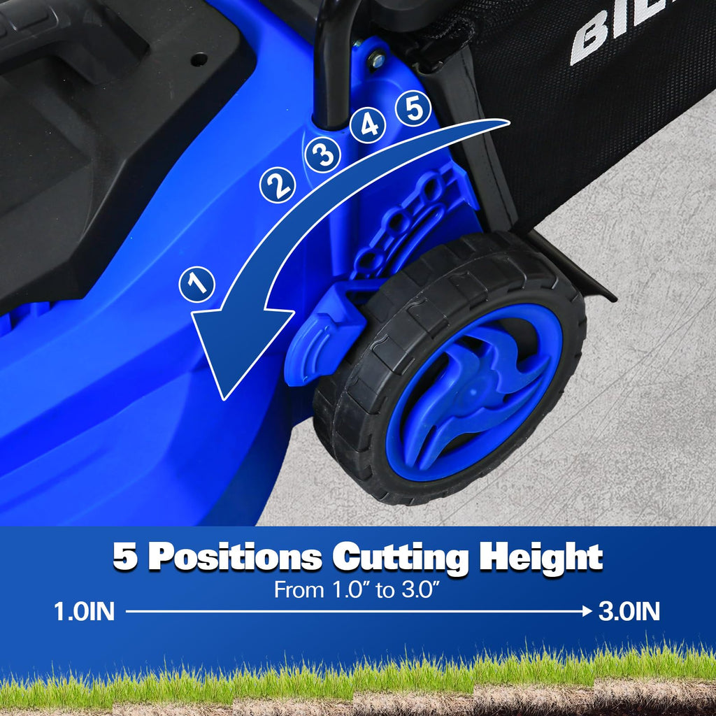 15" Corded Electric Push Mower with 35L Grass Bag V8598