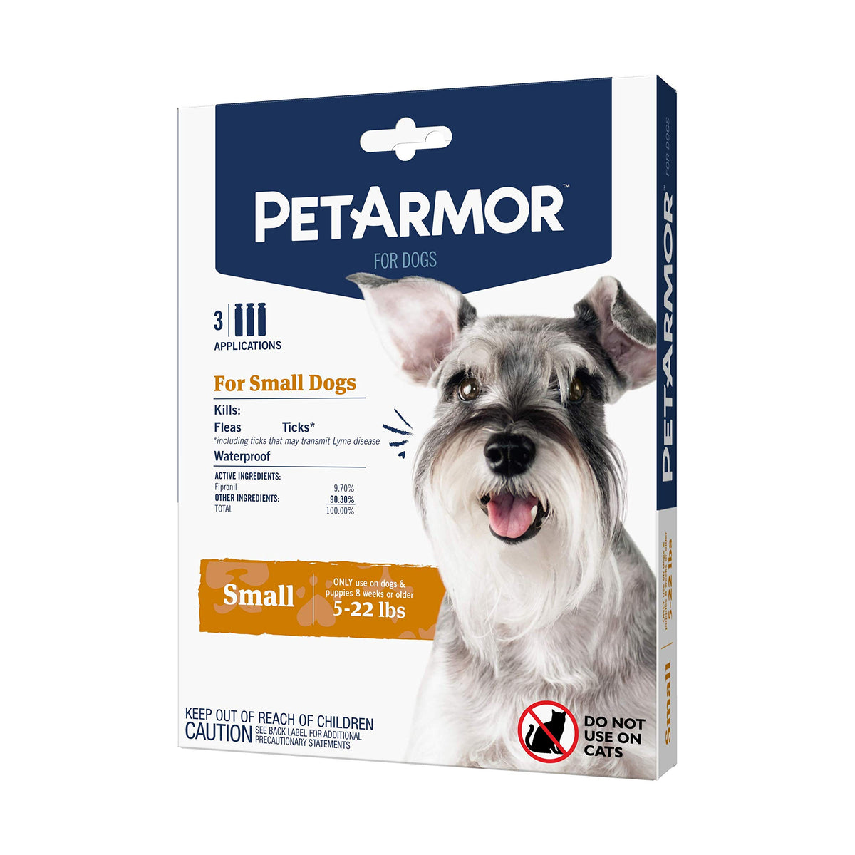 Flea & Tick Topical Dogs 5-22 lbs, Fipronil, 3-Month D99306