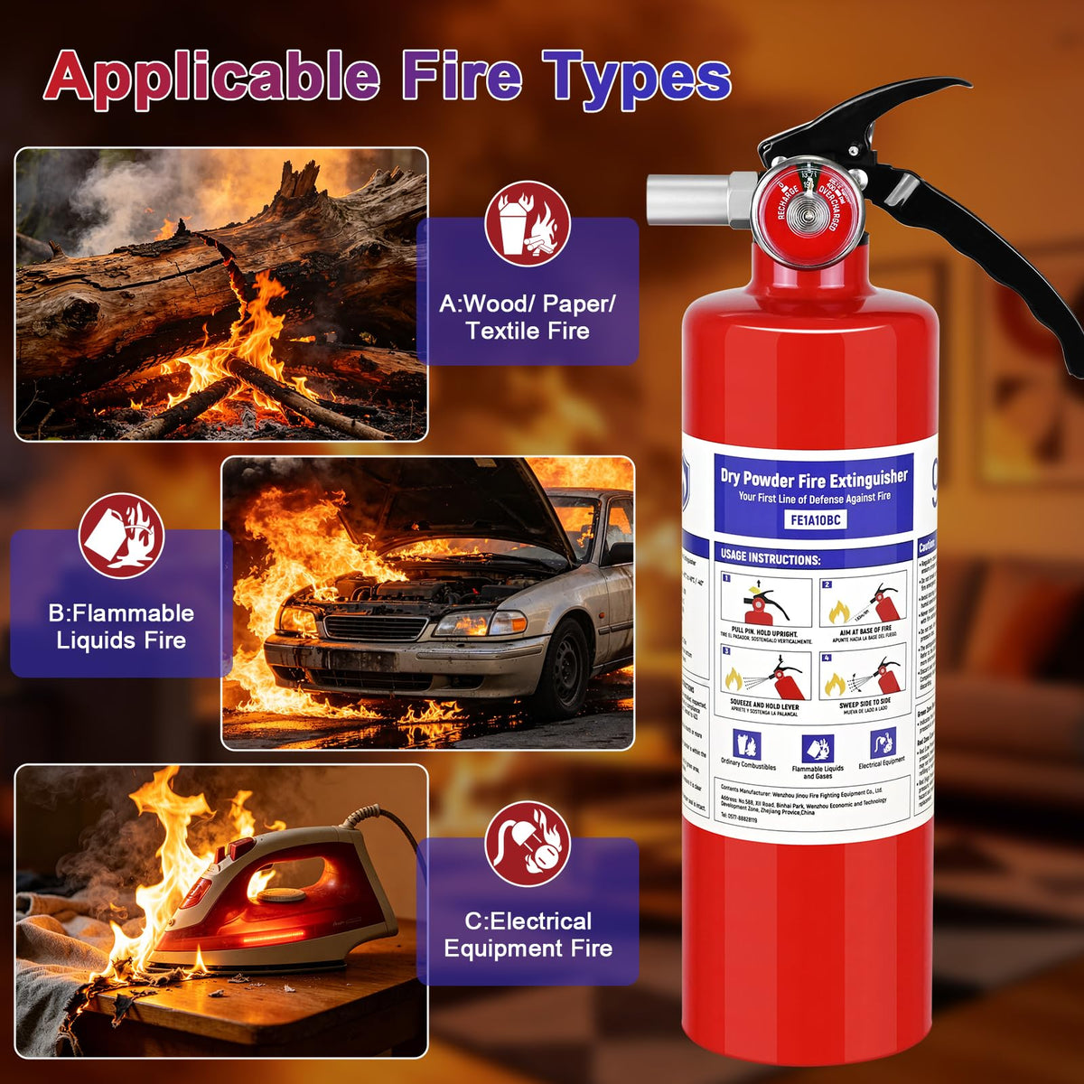 2 Pack 2.5 lb ABC Dry Chemical Fire Extinguishers R74145