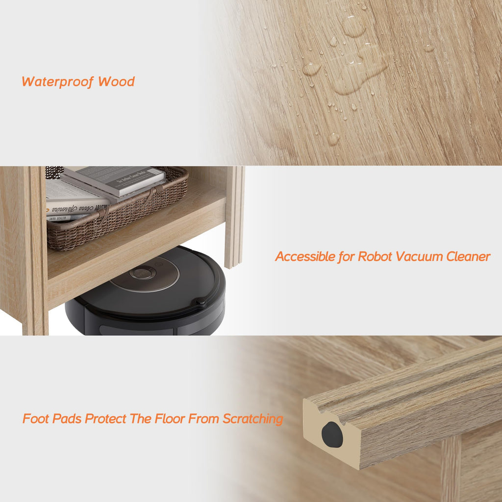 Set of 2 Square 2-Tier Nightstand with Storage S82475