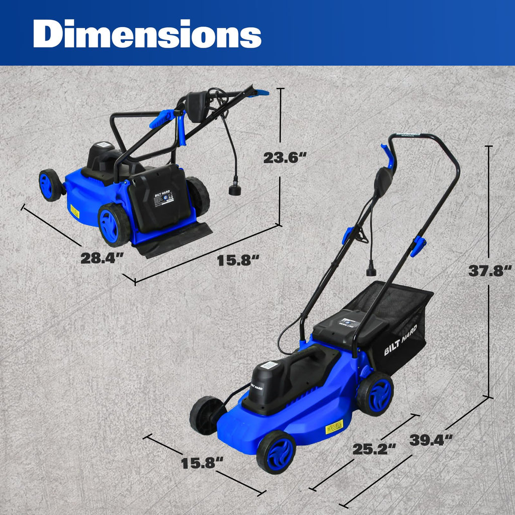 15" Corded Electric Push Mower with 35L Grass Bag V8598