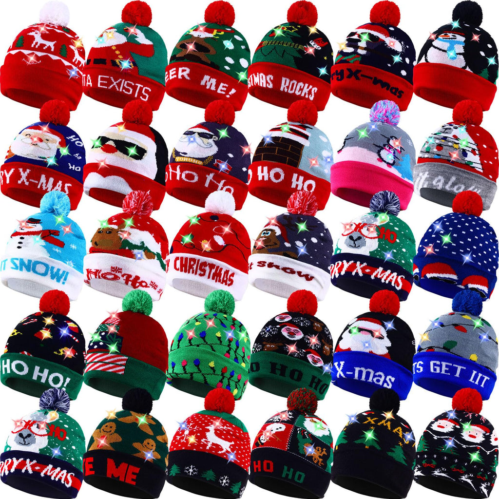 Light Up Christmas Hats Bulk LED Beanies L28125