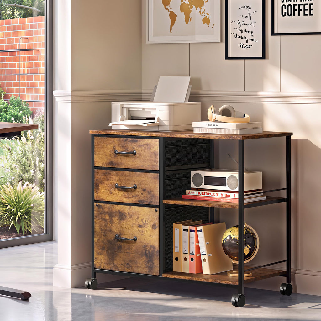 3 Drawer Fabric Mobile File Cabinet W850