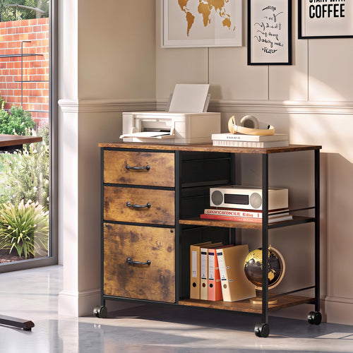 3 Drawer Fabric Mobile File Cabinet W850