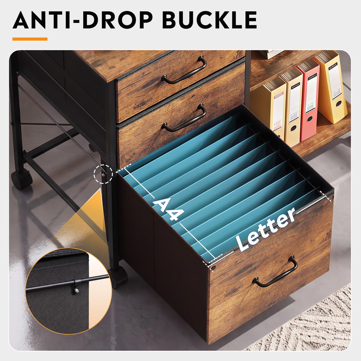3 Drawer Fabric Mobile File Cabinet W850