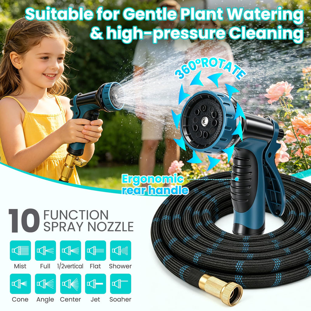 100ft Lightweight Flexible Garden Hose with 10-Function Sprayer P463828