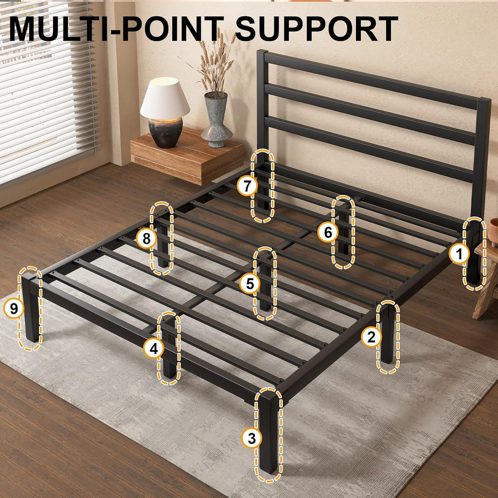 Queen Metal Platform Bed Frame with Headboard A25908