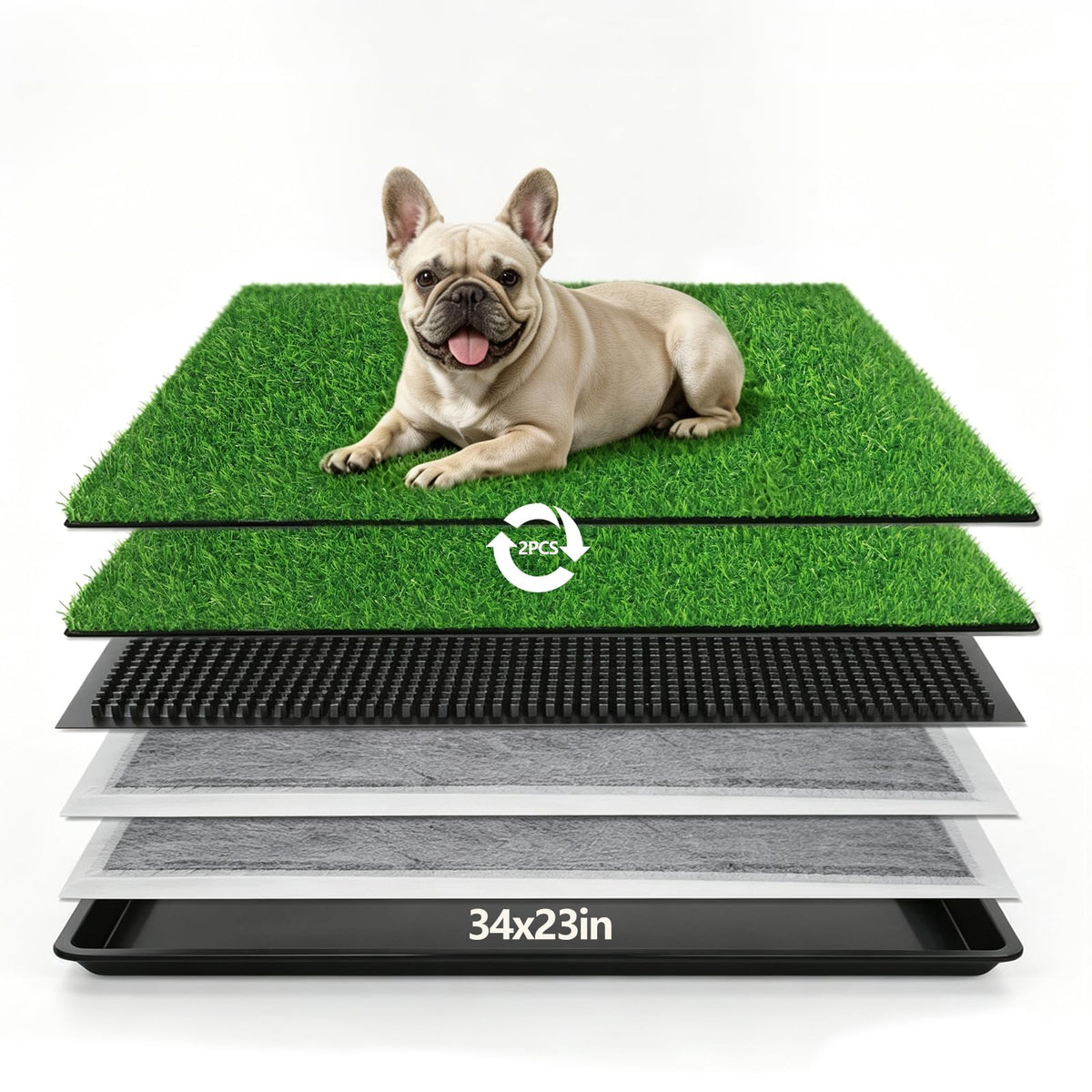 Dog Grass Pad with Tray, 34 x 23 Inch, 2 Artificial Grass Pads M175821