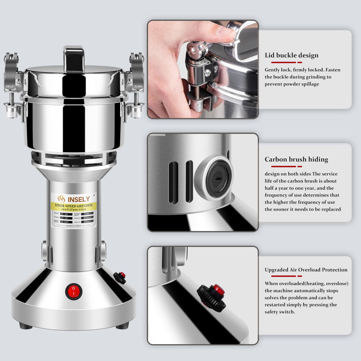150g Electric Stainless Steel Grain Mill T3990