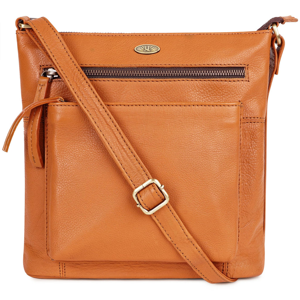 Light Brown Genuine Leather Crossbody Bag T132