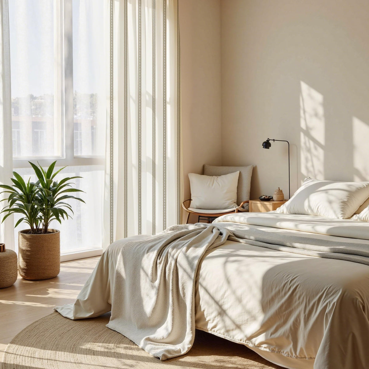 Taupe & White Stripe Linen Curtains 52 x 84 Inch M53681