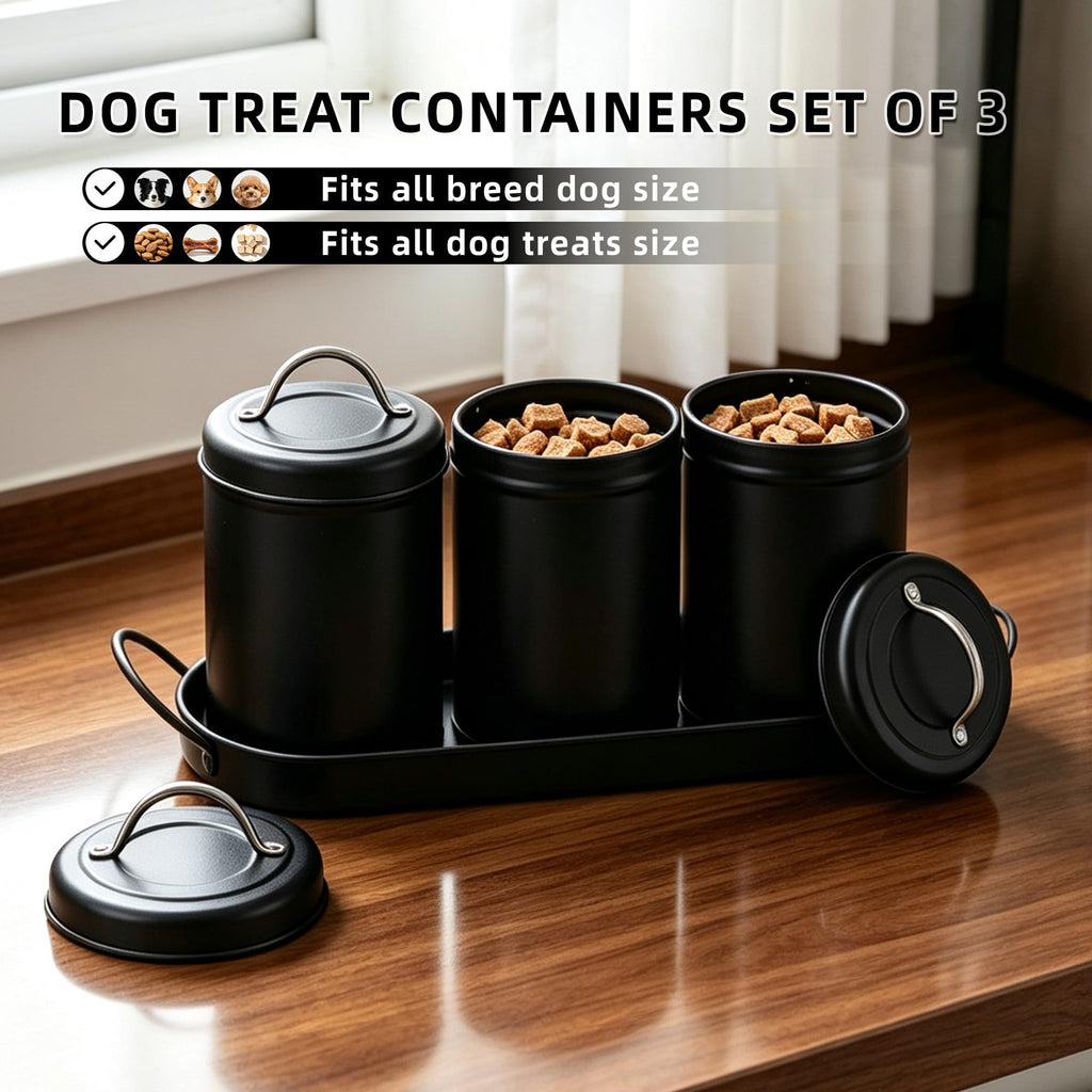 Airtight Dog Treat Container Set with Lid and Tray G7925