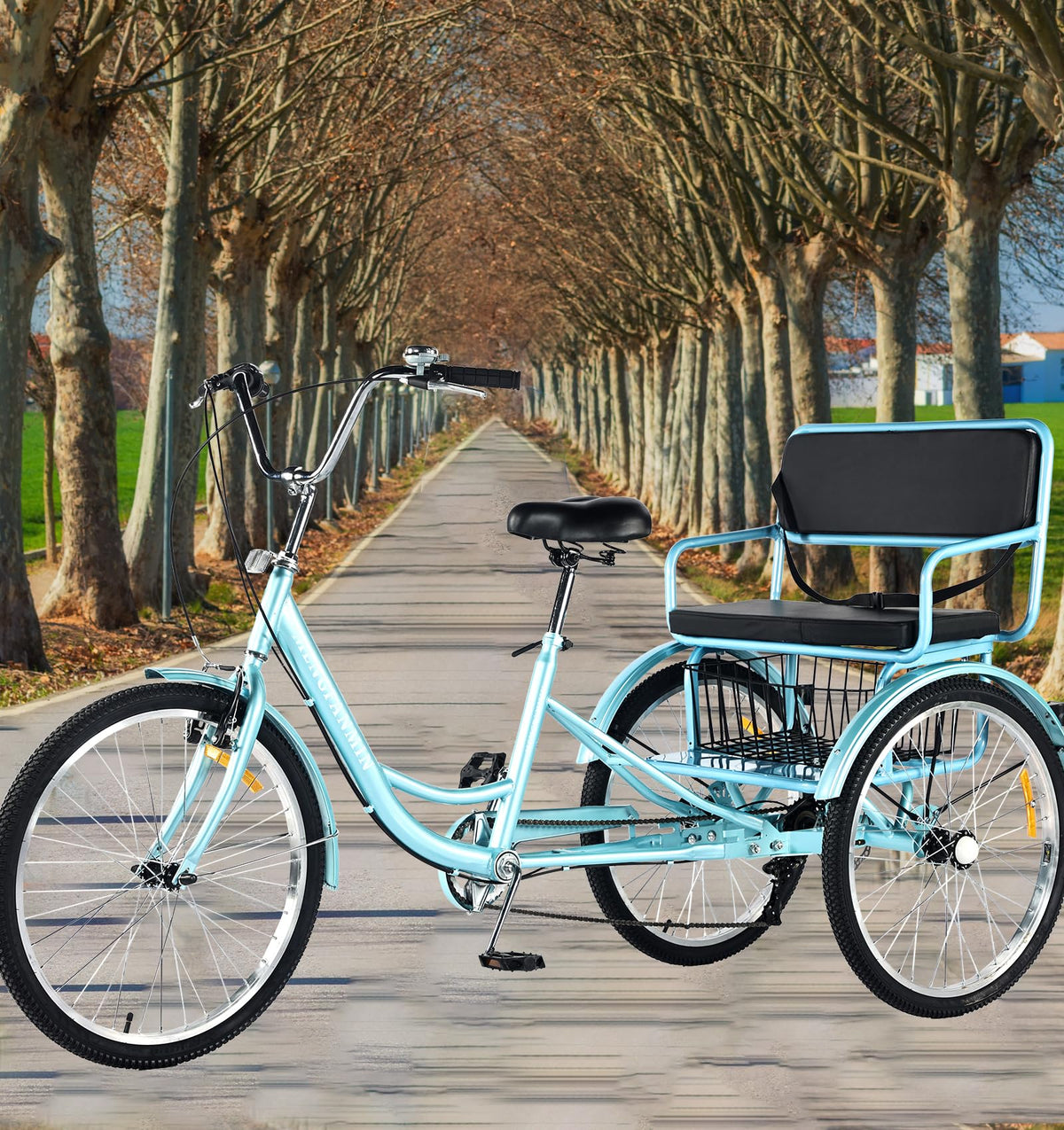 7 Speed Adult Tricycle with Child Seat and Rear Baskets H545