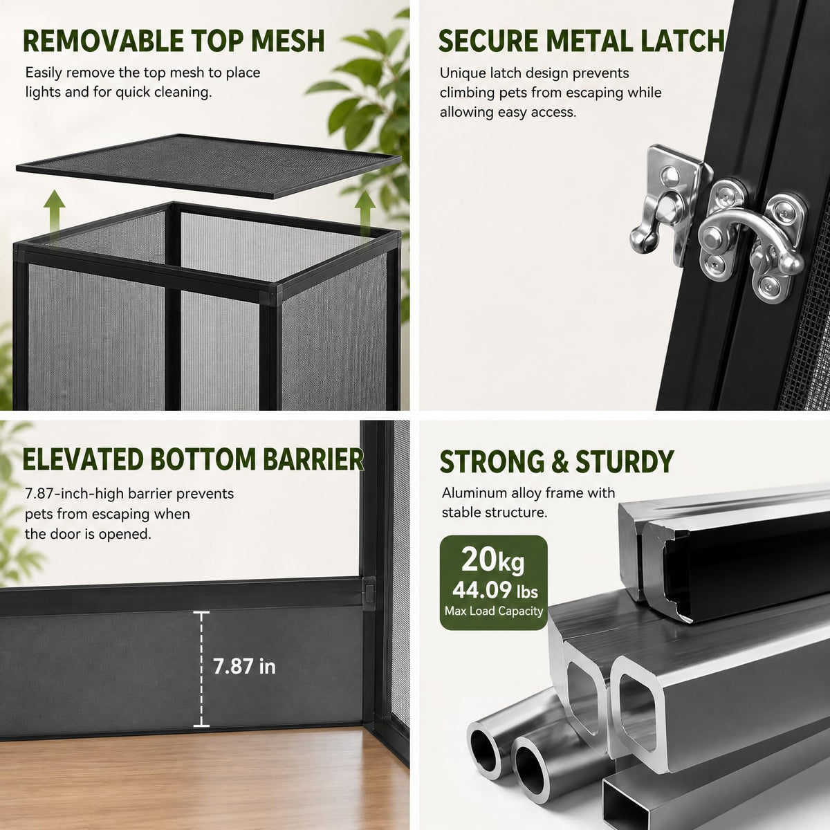 Aluminum Reptile Terrarium Enclosure with Locking Latches C203