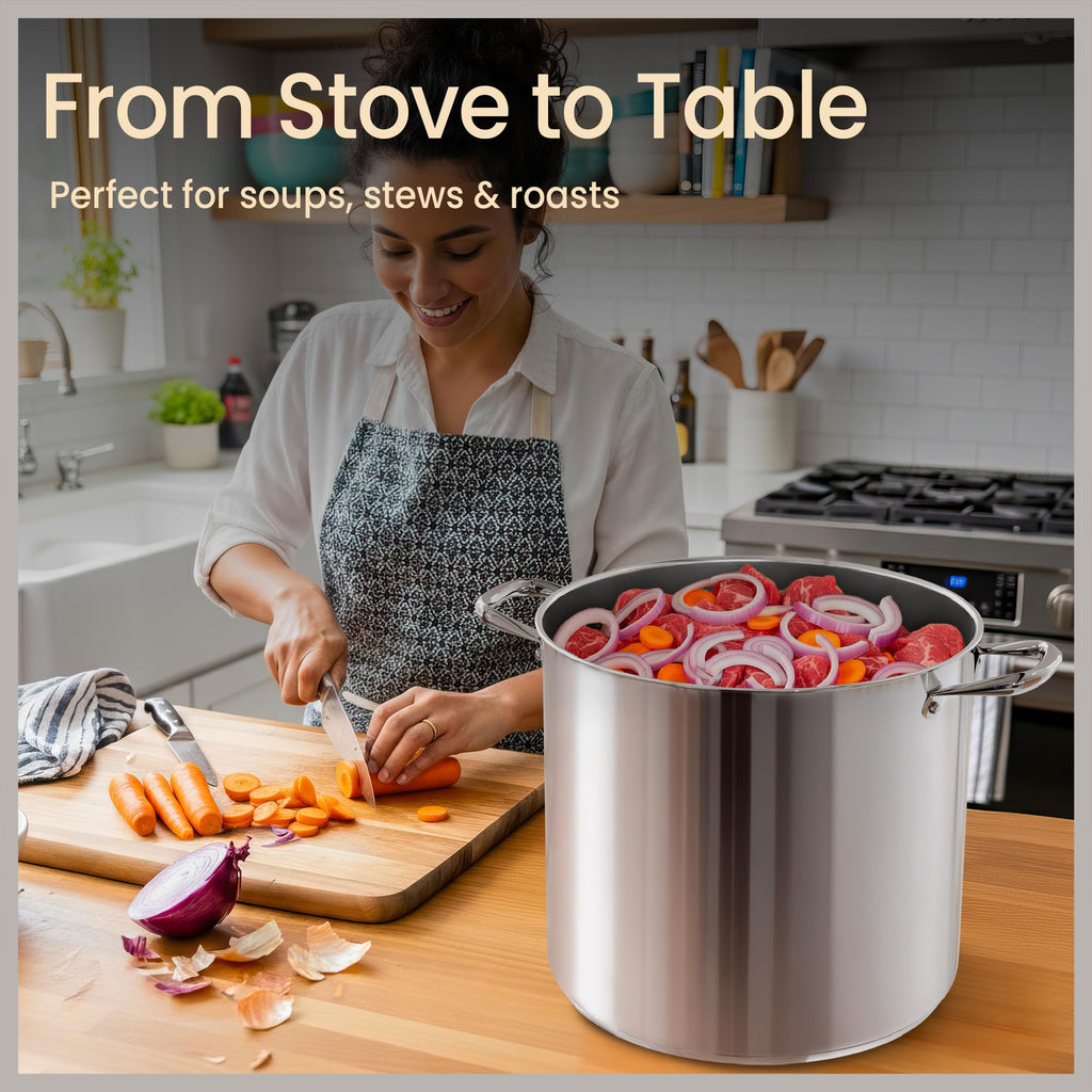 16 Quart Stainless Steel Stockpot with Tempered Glass Lid Z917