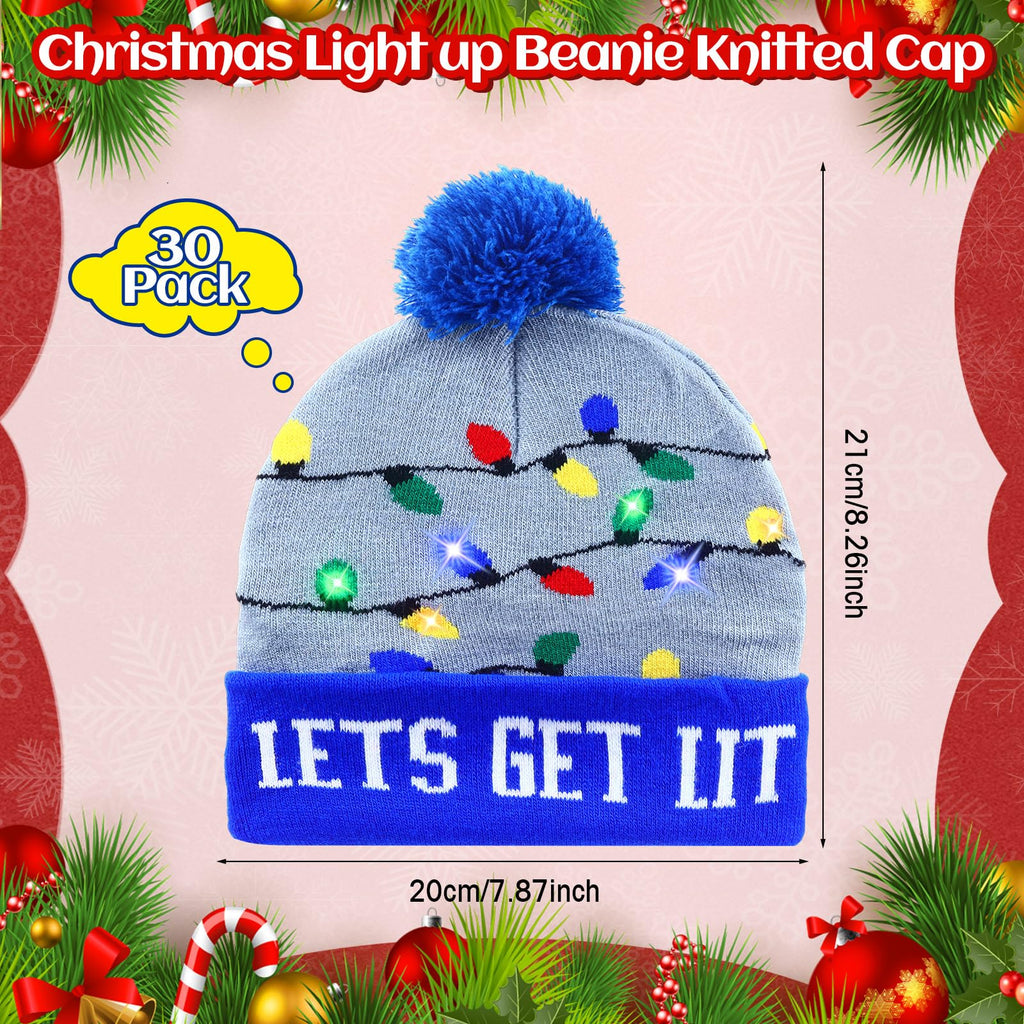 Light Up Christmas Hats Bulk LED Beanies L28125