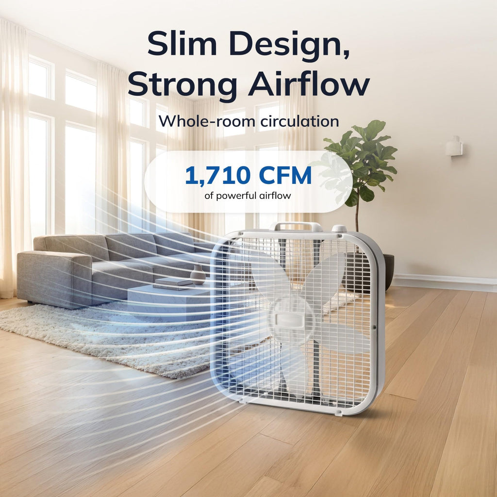 20" Classic Box Fan with 3 Speeds, White L965