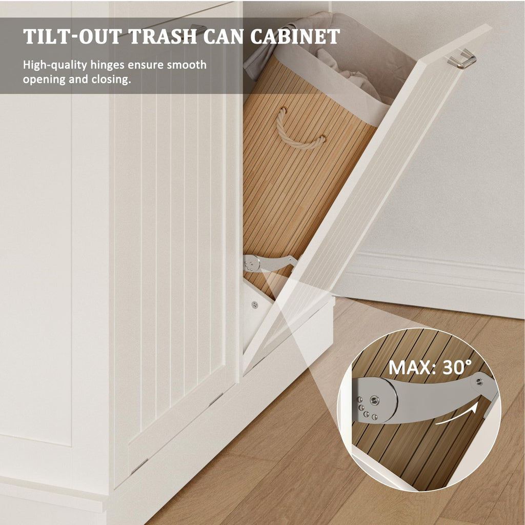 White Tilt Out Trash Can Cabinet I2000