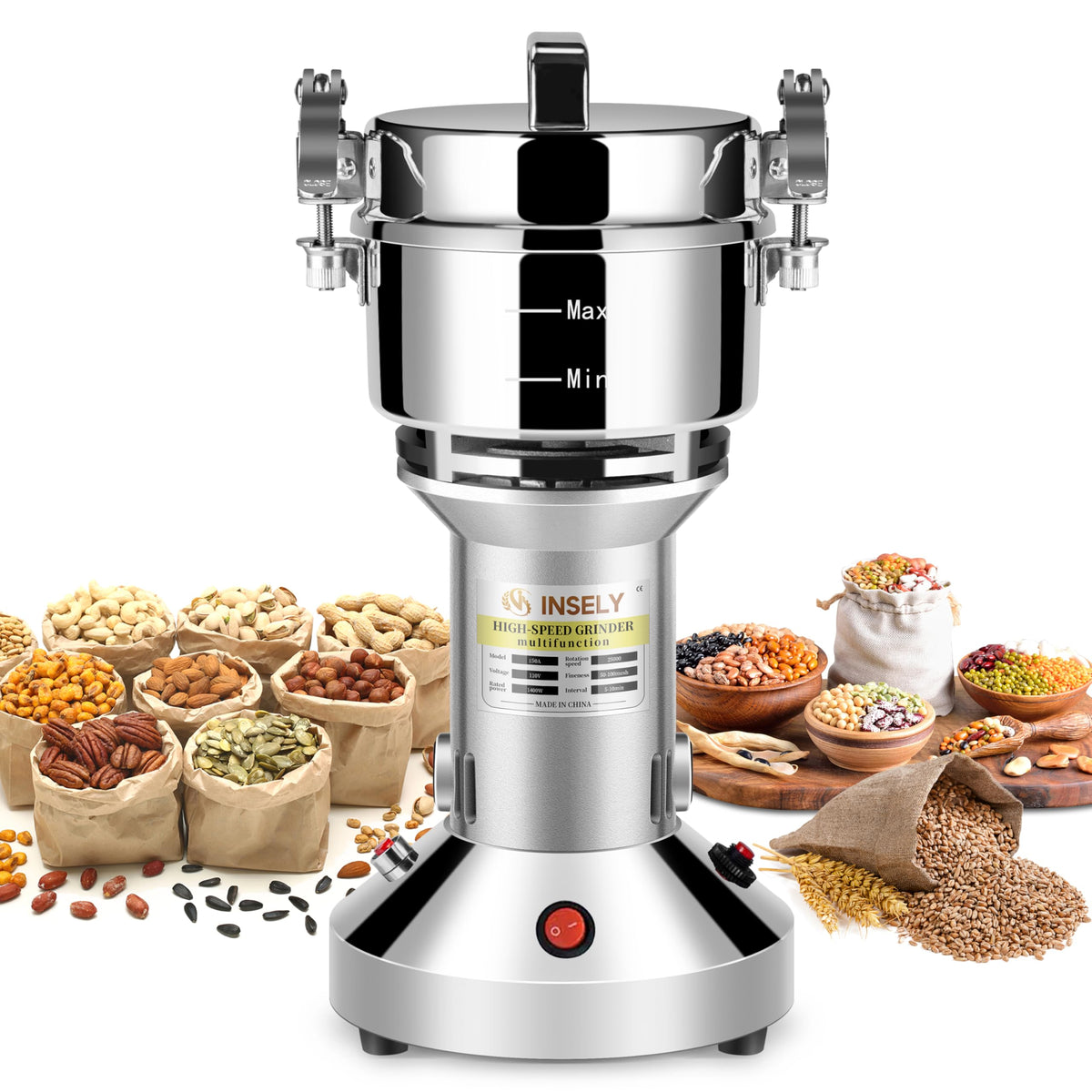150g Electric Stainless Steel Grain Mill T3990