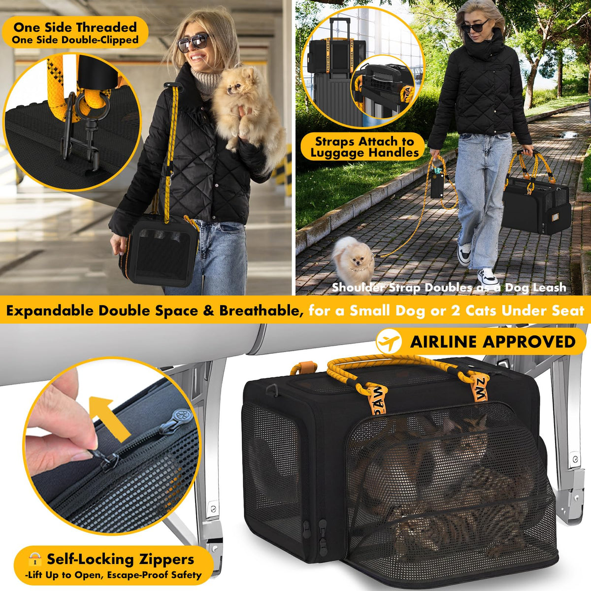 Double Pet Stroller with 2 Detachable Carrier X344257