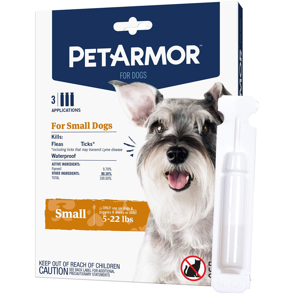 Flea & Tick Topical Dogs 5-22 lbs, Fipronil, 3-Month D99306