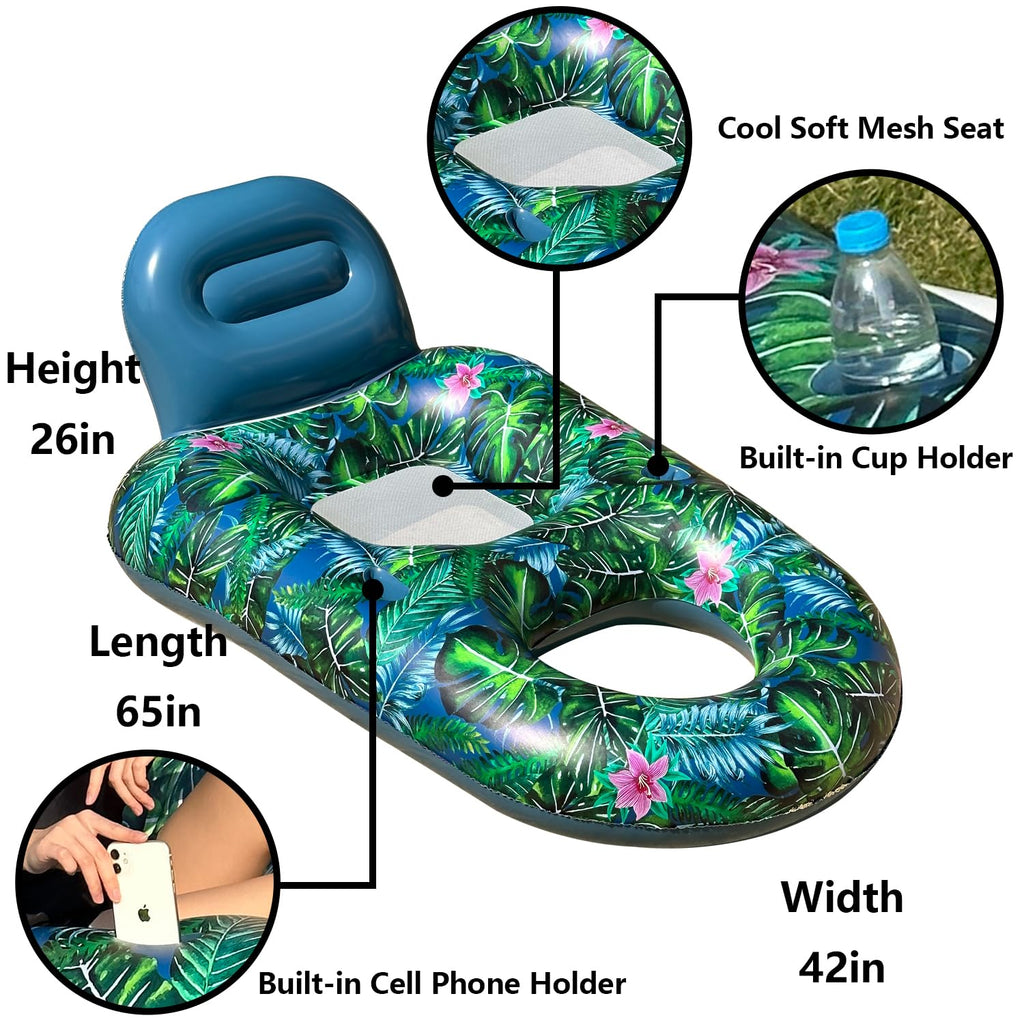 Inflatable Pool Float Chair with Cup Phone Holder Q777214