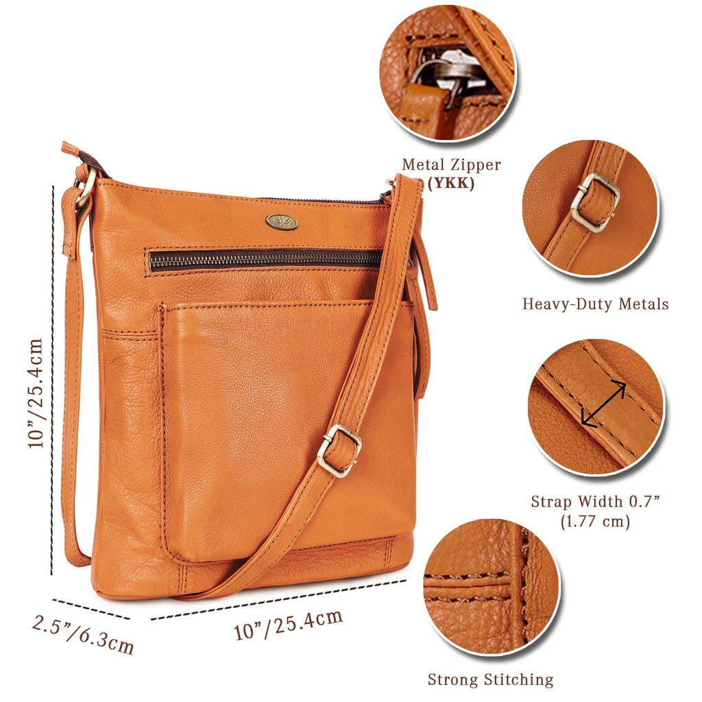 Light Brown Genuine Leather Crossbody Bag T132