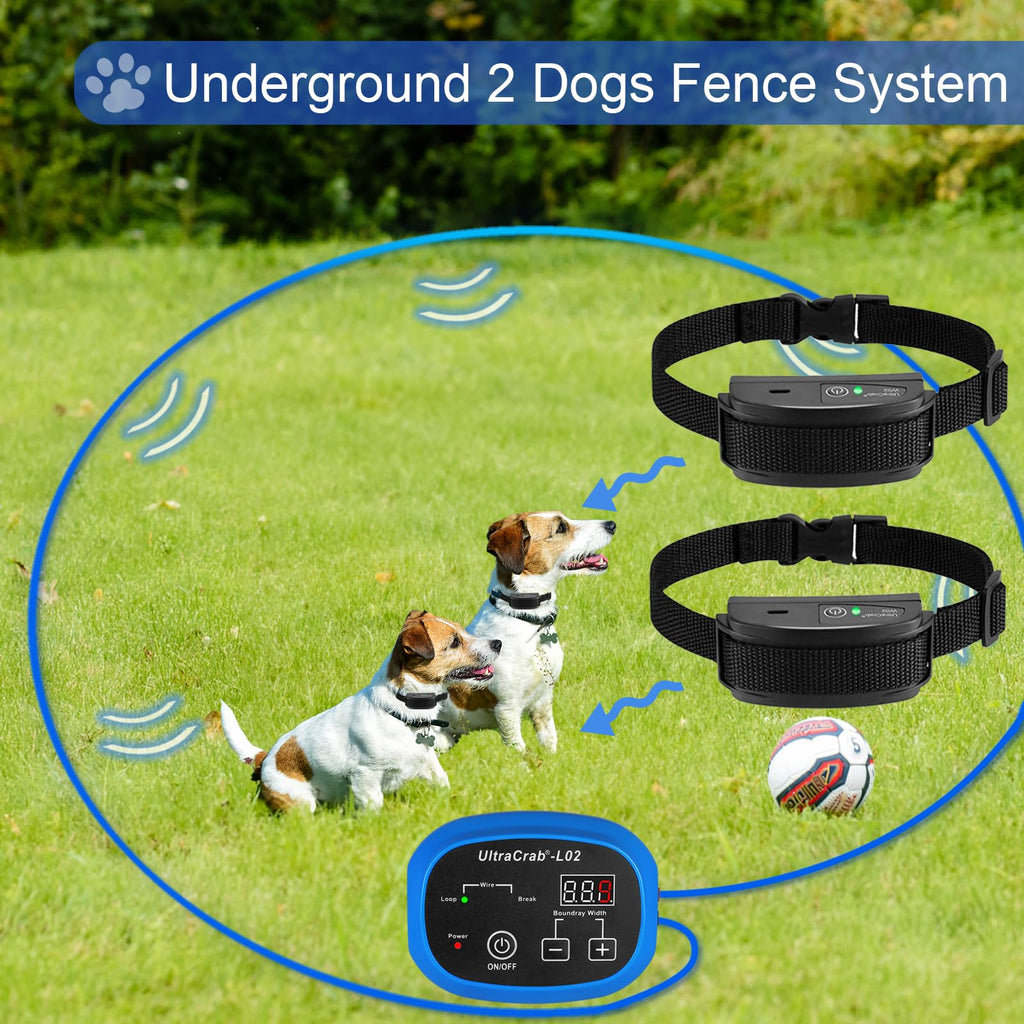 In-Ground Electric Dog Fence System with 2 Collars W520