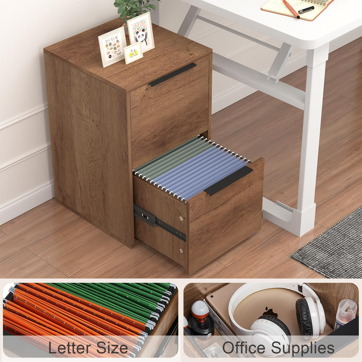 2 Drawer Filing Cabinet with Hanging Rail W424