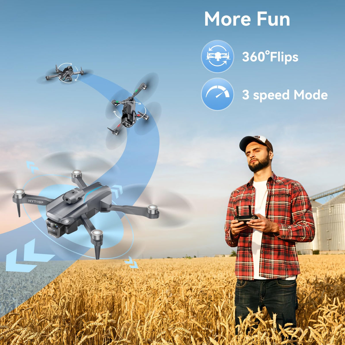 Foldable Mini Drone with Camera 1080P, 3 Batteries Q582