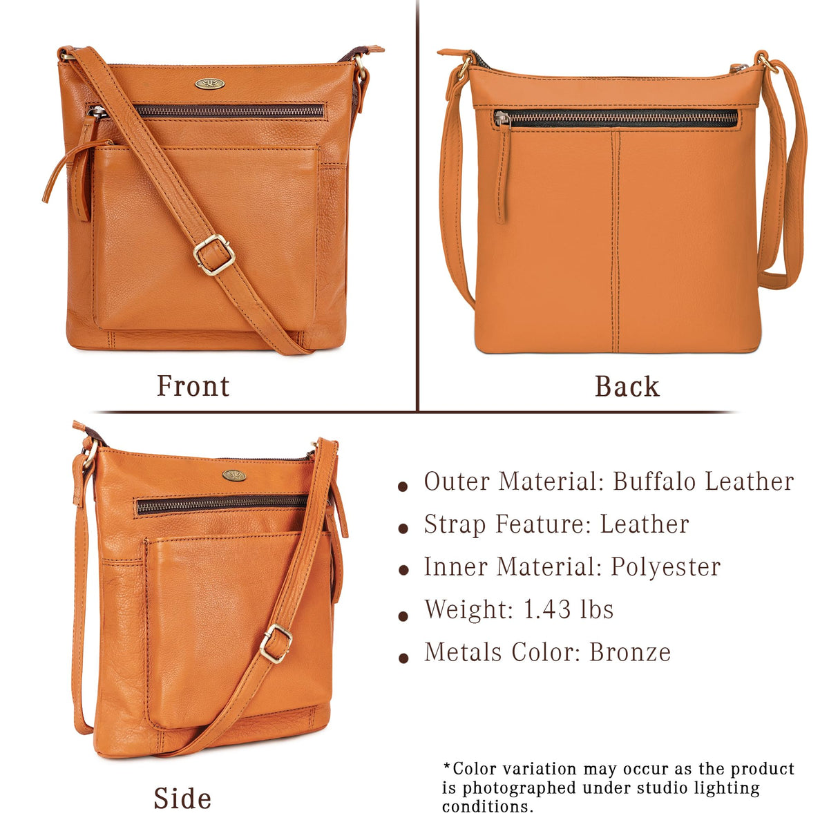 Light Brown Genuine Leather Crossbody Bag T132