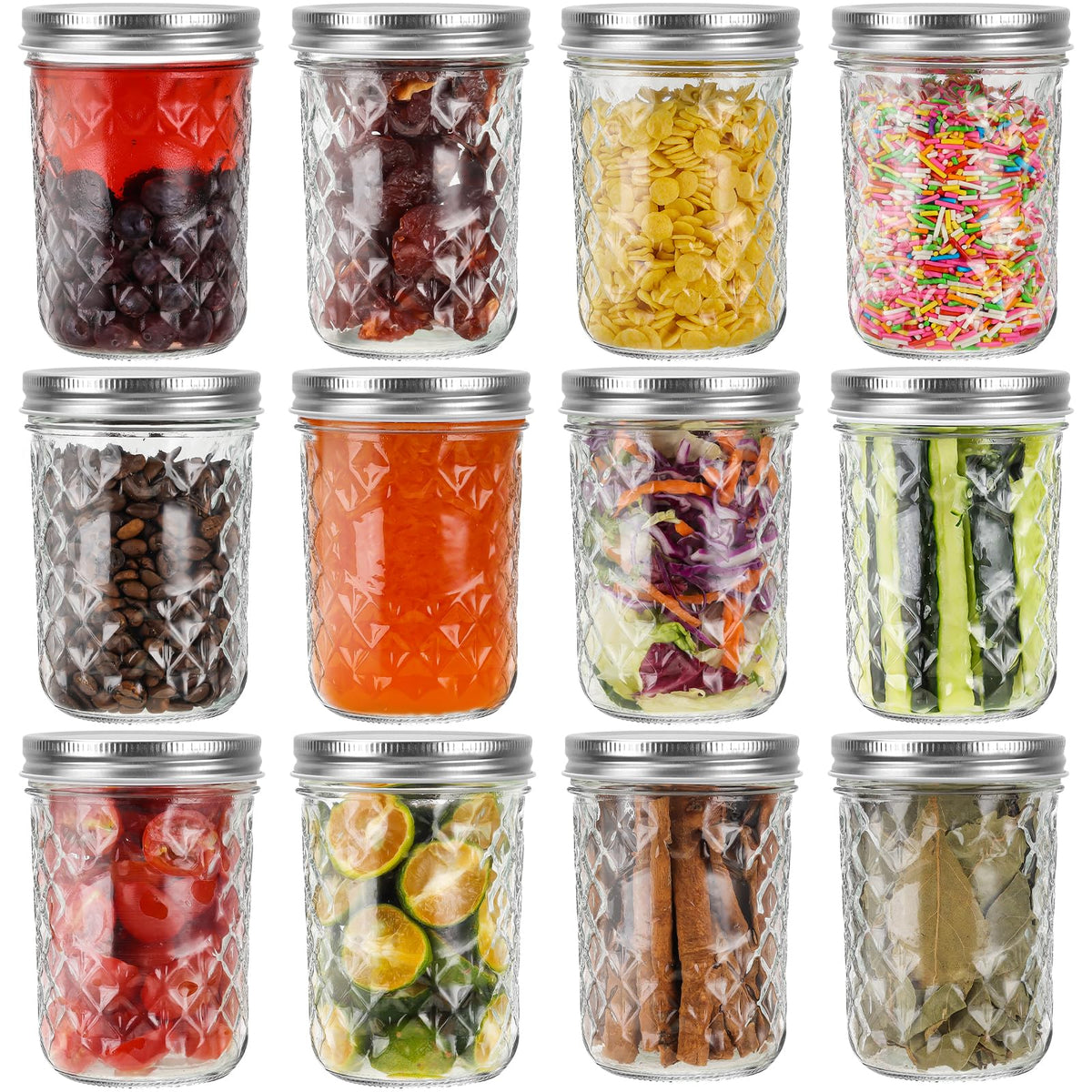 12 Pack 16oz Wide Mouth Glass Mason Jars Z5737