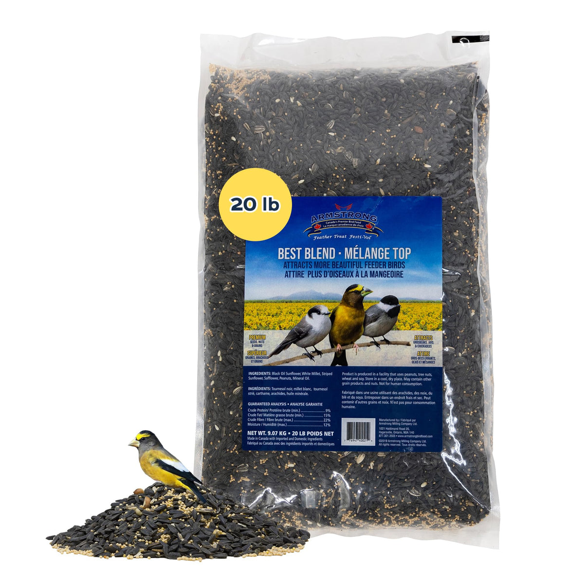 20 Pounds Black Oil Sunflower White Millet Safflower Peanuts Wild Bird Food U643338