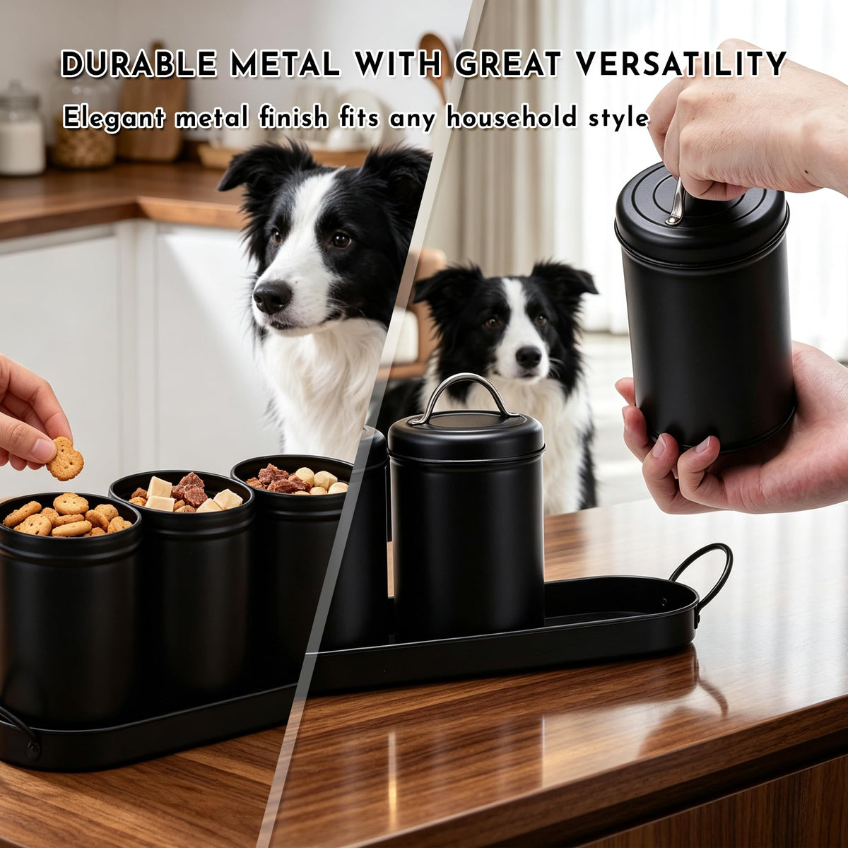 Airtight Dog Treat Container Set with Lid and Tray G7925