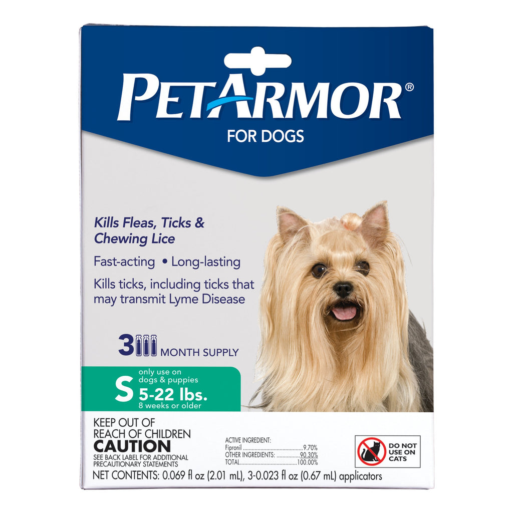 Flea & Tick Topical Dogs 5-22 lbs, Fipronil, 3-Month D99306