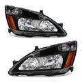 2003-2007 Honda Accord Black Headlights Assembly Pair M654