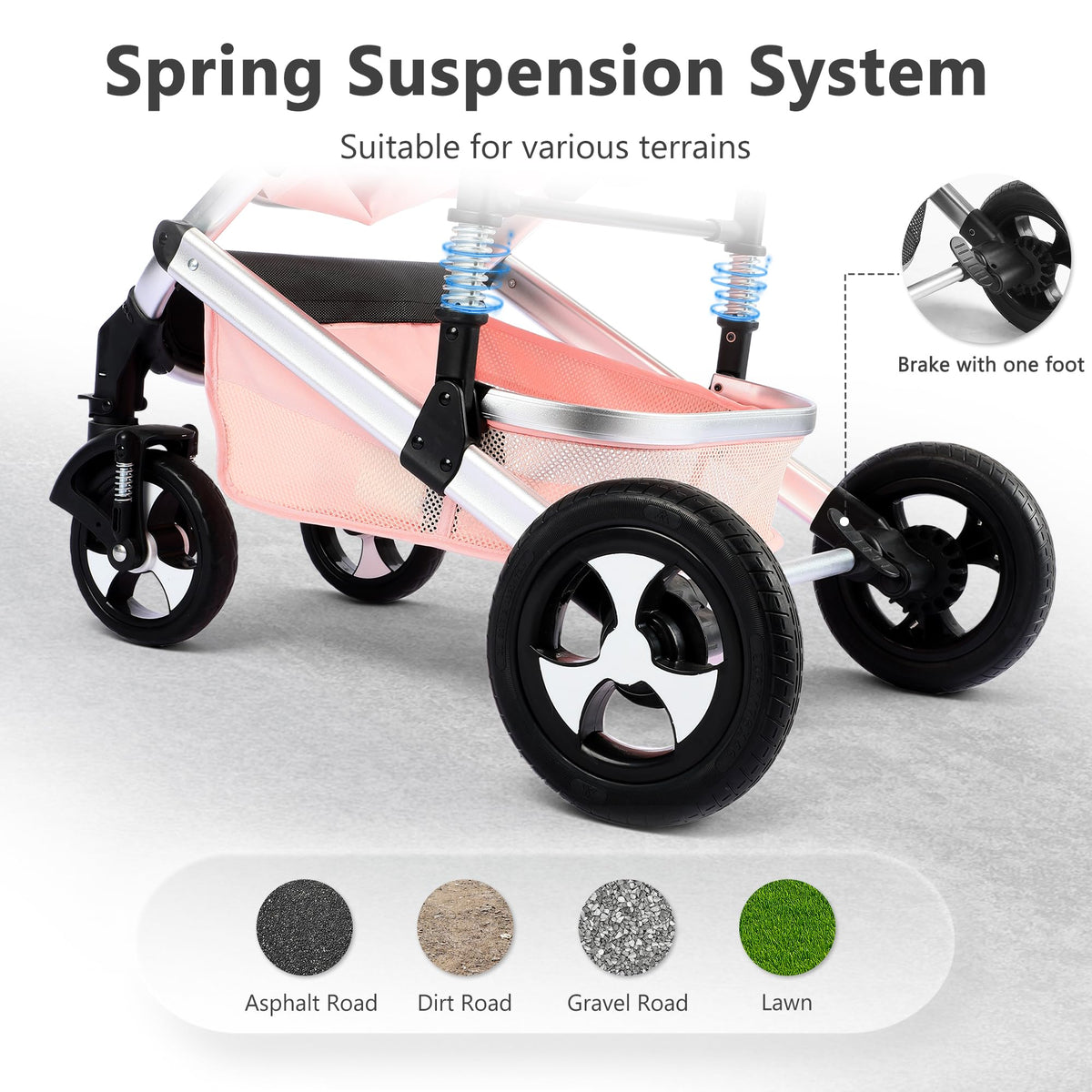 2 in 1 Convertible Baby Stroller, Diaper Bag, Pink I172