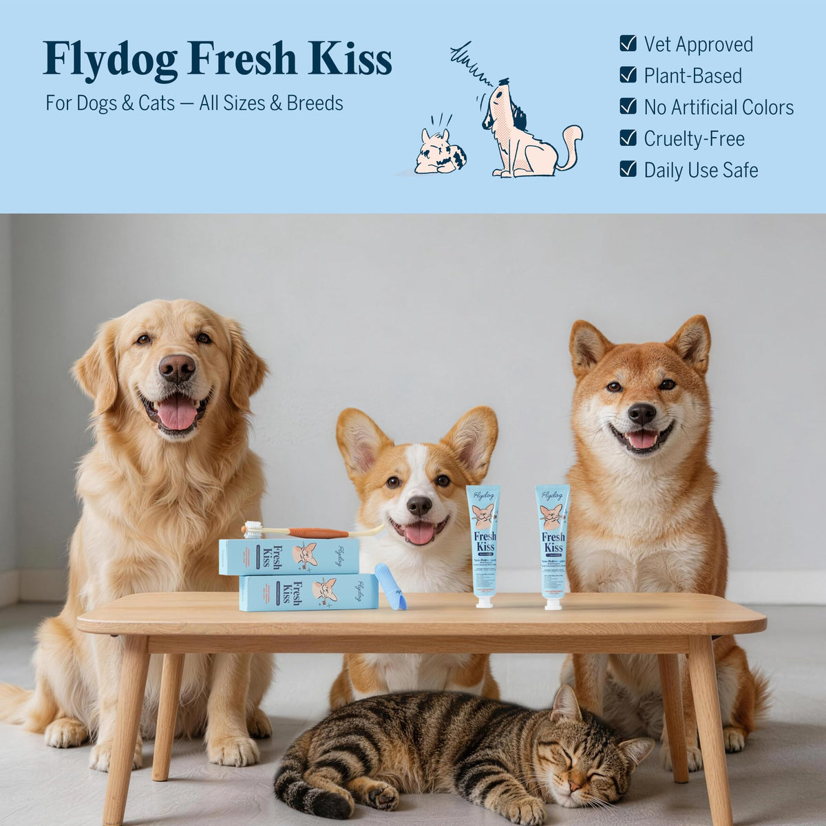 Dog Tooth Brushing Kit with 360° Toothbrush & Silicone Finger Brush X8542