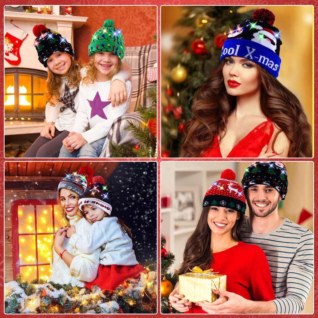 Light Up Christmas Hats Bulk LED Beanies L28125