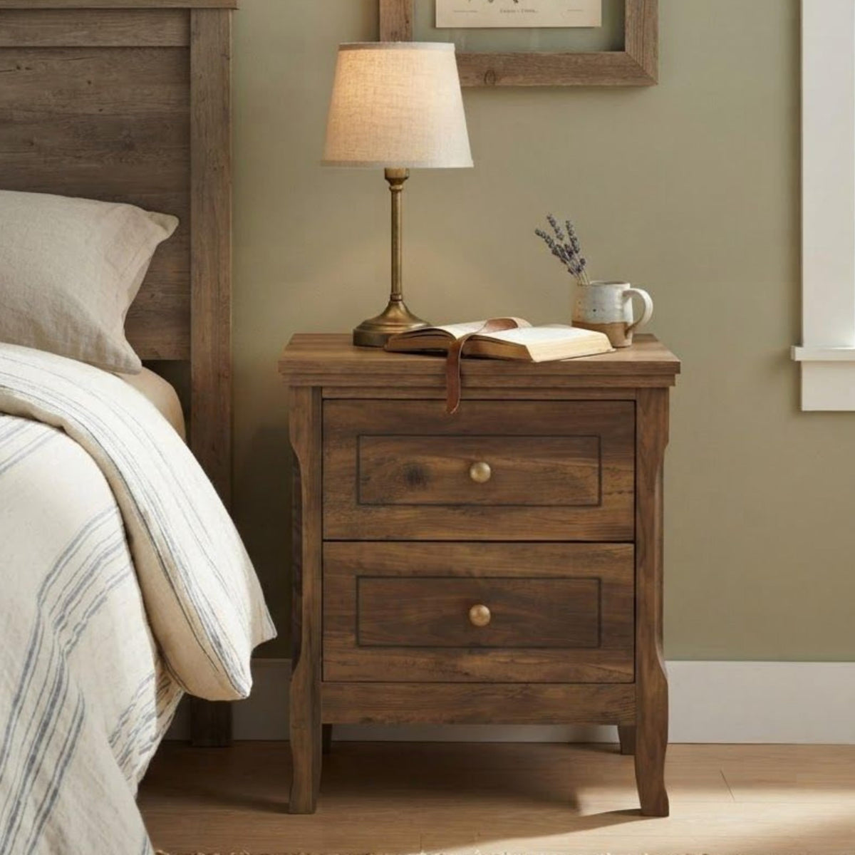 2 Drawer Wood Nightstand Set of 2 N226616