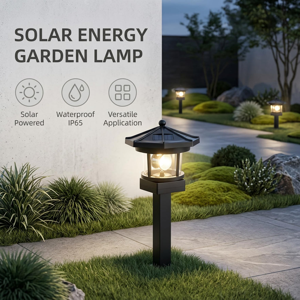 Black 2-Pack Rotating Solar Lighthouse T426655