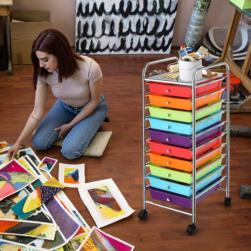 10 Drawer Rolling Storage Cart with Wheels Q257