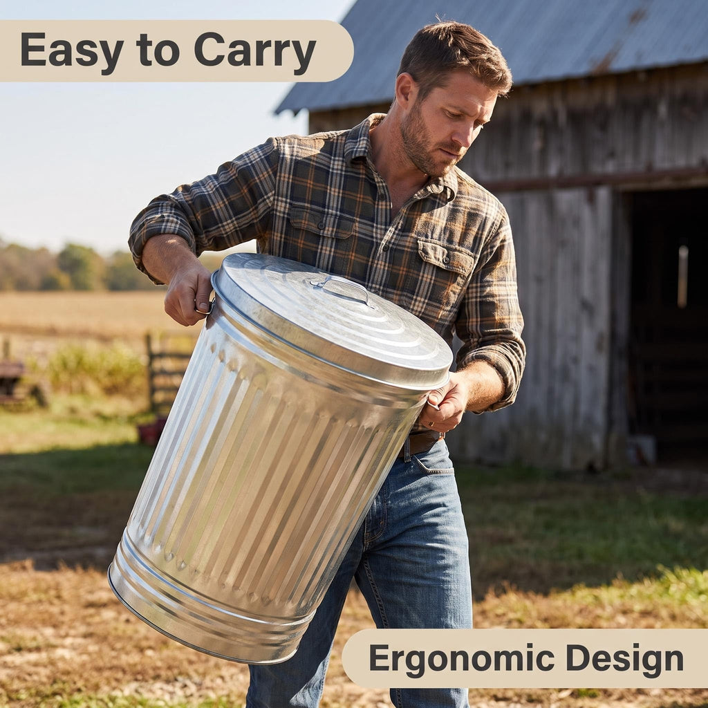 31 Gallon Galvanized Steel Trash Can with Locking Lid K184