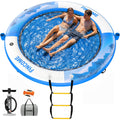 Inflatable Water Hammock Floating Dock 8FT Round with Water Ladder and Cup Holder Light Blue G163