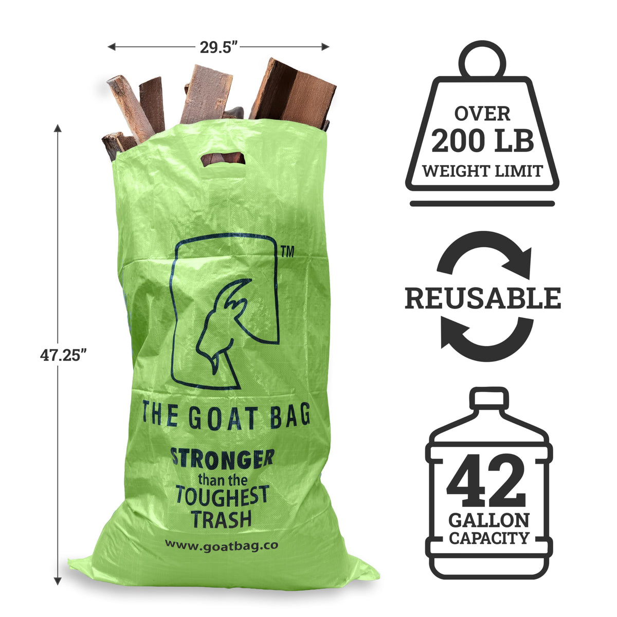 Heavy Duty 42-Gallon Reusable Polypropylene Contractor Bags 10-Pack Z7405