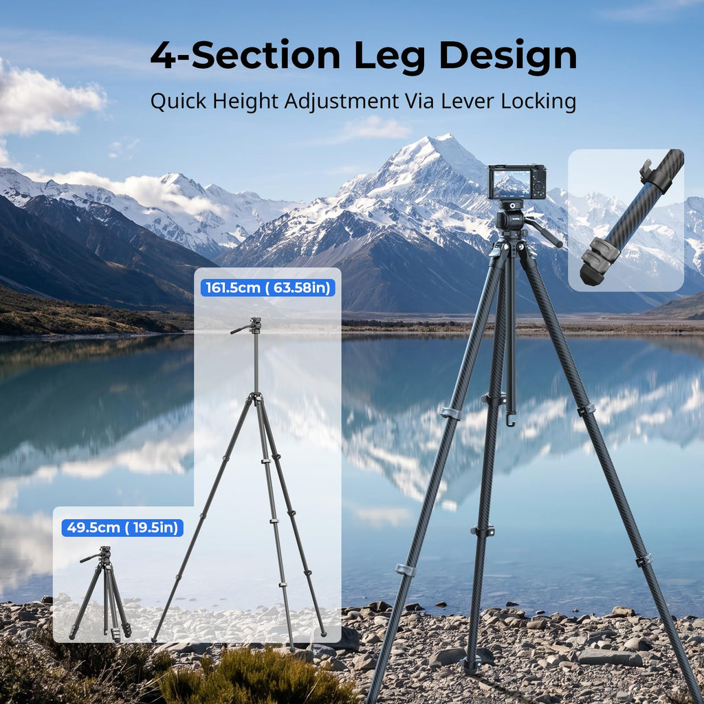 Carbon Fiber Compact Travel Tripod with Fluid Head P949644