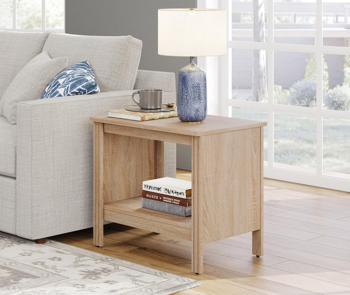 Set of 2 Square 2-Tier Nightstand with Storage S82475