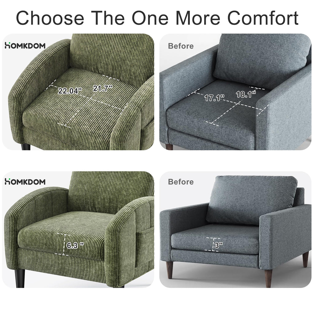 Green Accent Chair with Side Pockets W294832